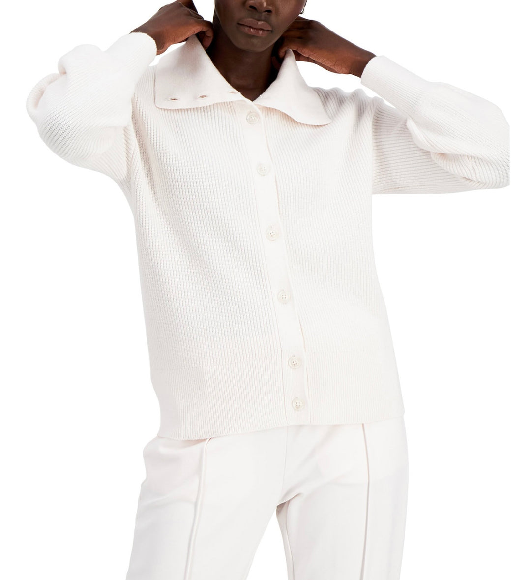 Alfani Women's Long Sleeve Button-Front Cardigan Oat Milk Size M
