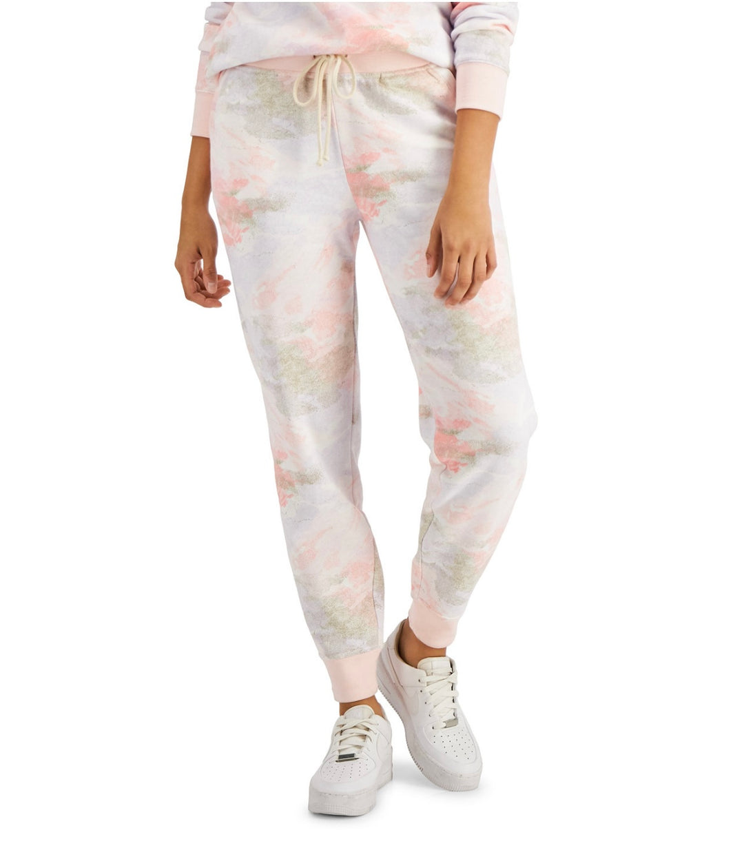 Style & Co. Women's Elastic Waits Printed Jogger Pants Pink Camo Size L