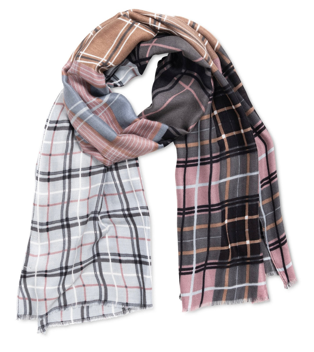 INC International Concepts Women's Patched Plaid Scarf