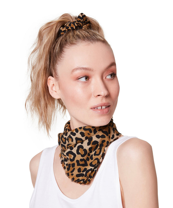 Steve Madden Women's Cotton Leopard-Print Bandana & Scrunchie Set