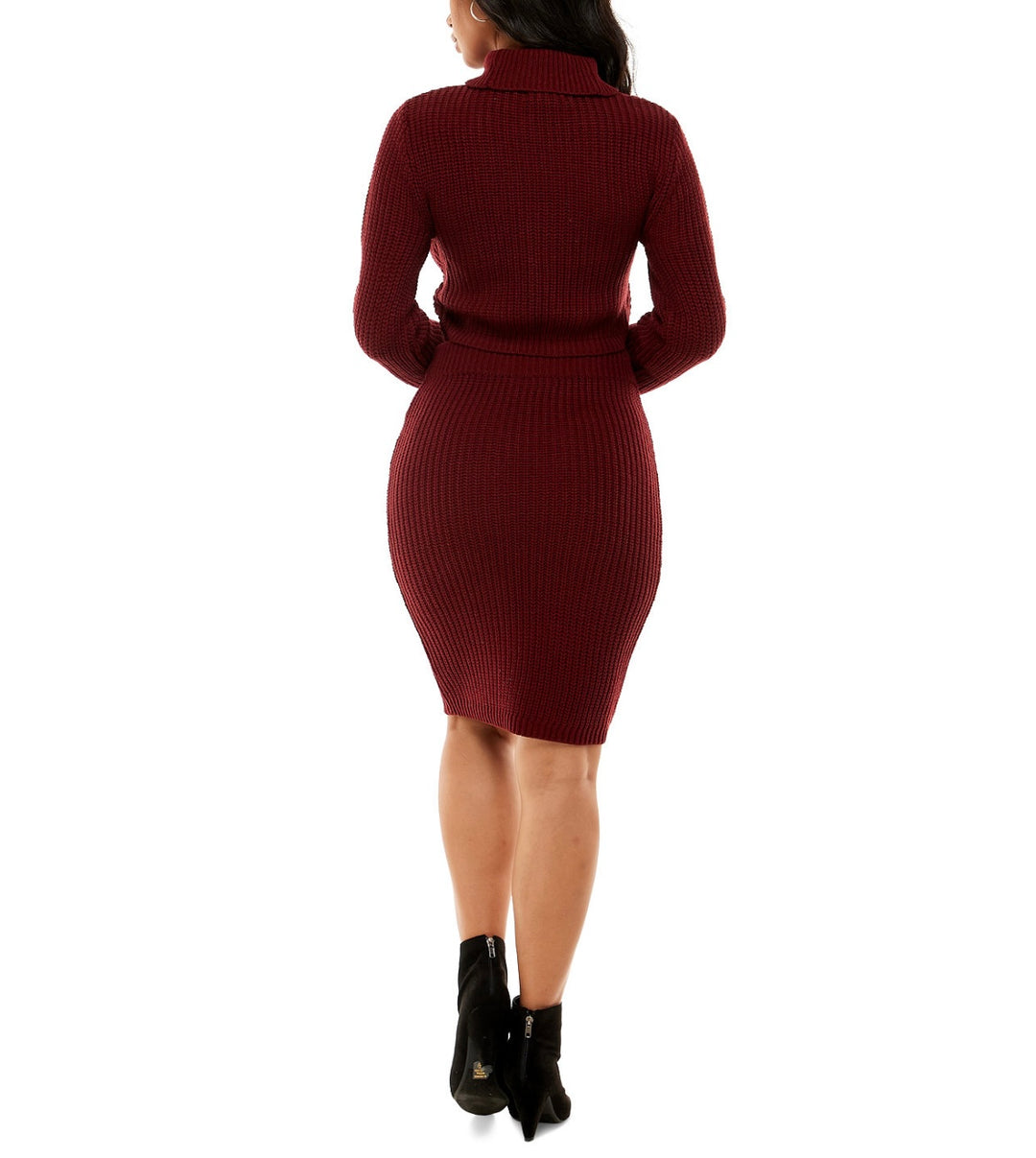Almost Famous Juniors' Cropped Turtleneck Sweater & Skirt Set