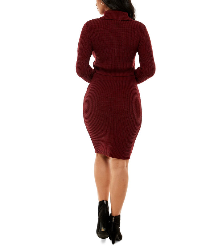 Almost Famous Juniors' Cropped Turtleneck Sweater & Skirt Set