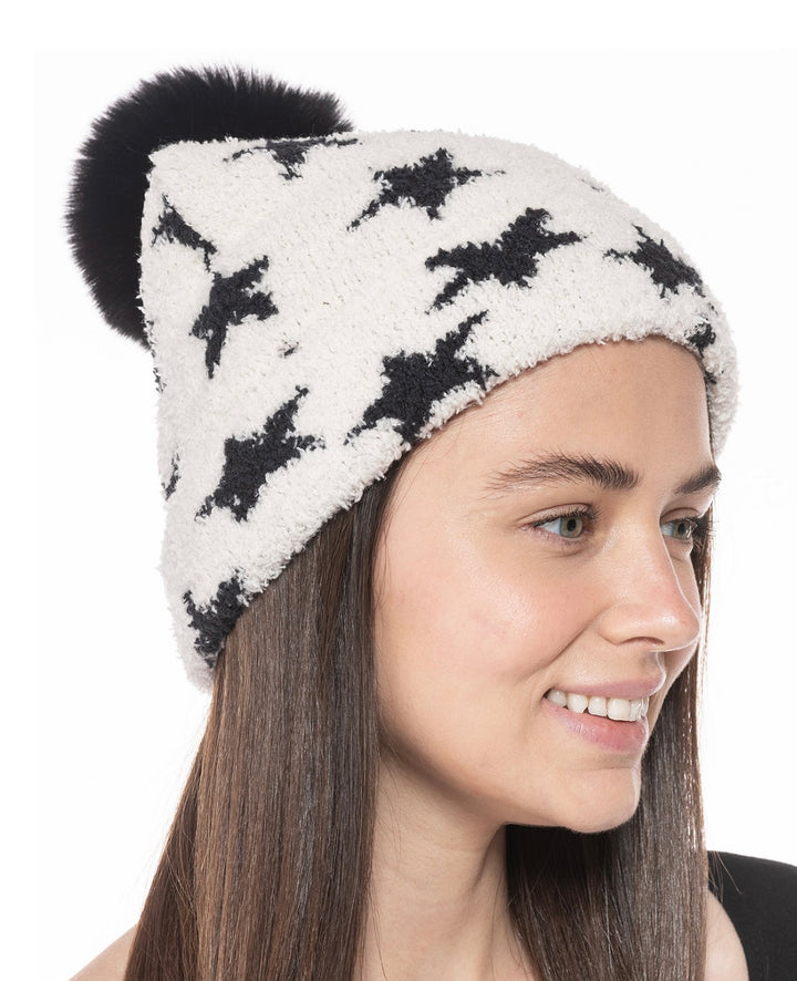 Jenni Women's Stars Beanie Winter Hat Pom