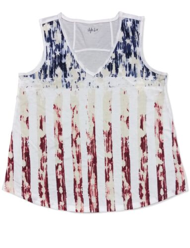 Women's Printed Sleeveless V-Neck Liberty Flag Tank Top