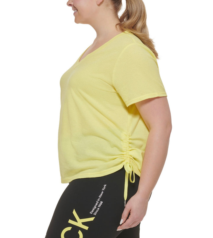 Calvin Klein Performance Women's Textured Side Ruched T-Shirt Plus Size 3X