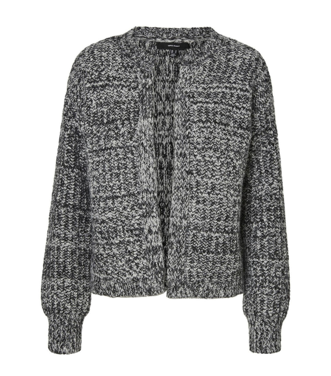 Vero Moda Women's Long Sleeve Open Saltie Cardigan Black Plus Size 1X