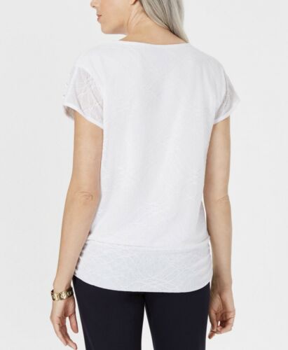 Women's Banded Lattice Top Short Sleeve