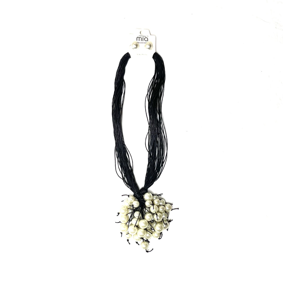 Mia Collection Women's Jewelry Necklace and Earring Set Pearl Black