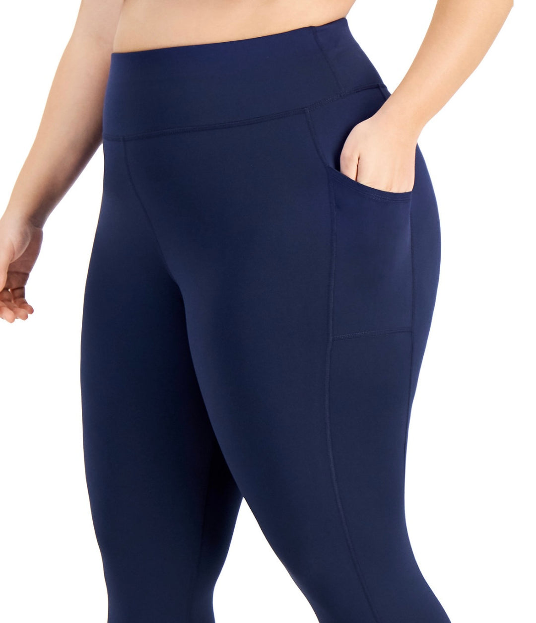 ID Ideology Women's High Rise Pockets Cropped Leggings Indigo Sea Plus Size 1X