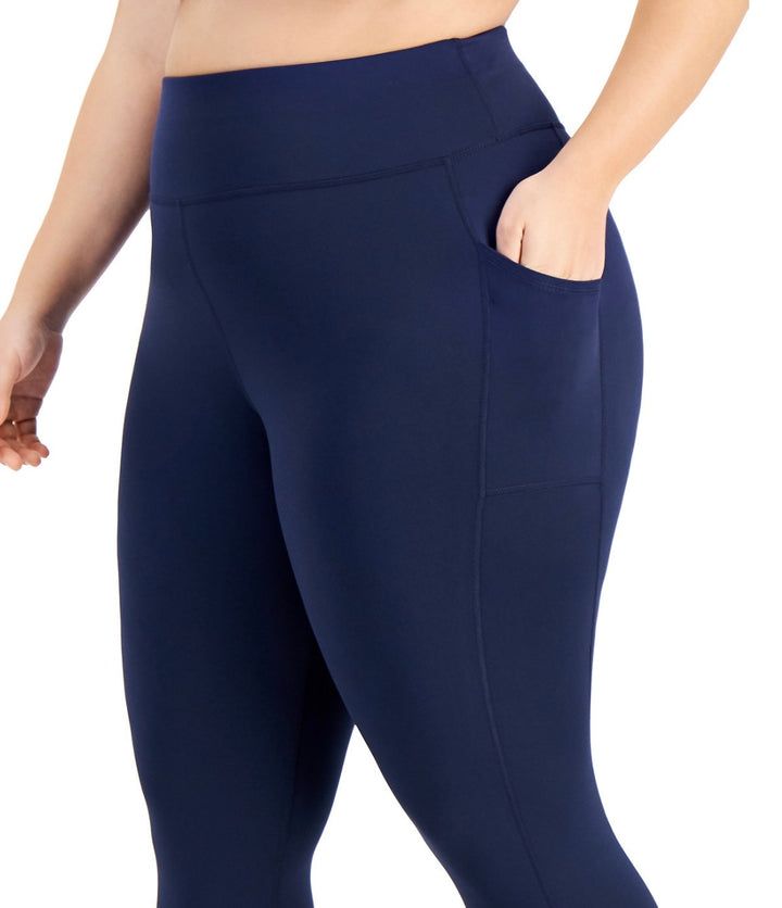 ID Ideology Women's High Rise Pockets Cropped Leggings Indigo Sea Plus Size 1X