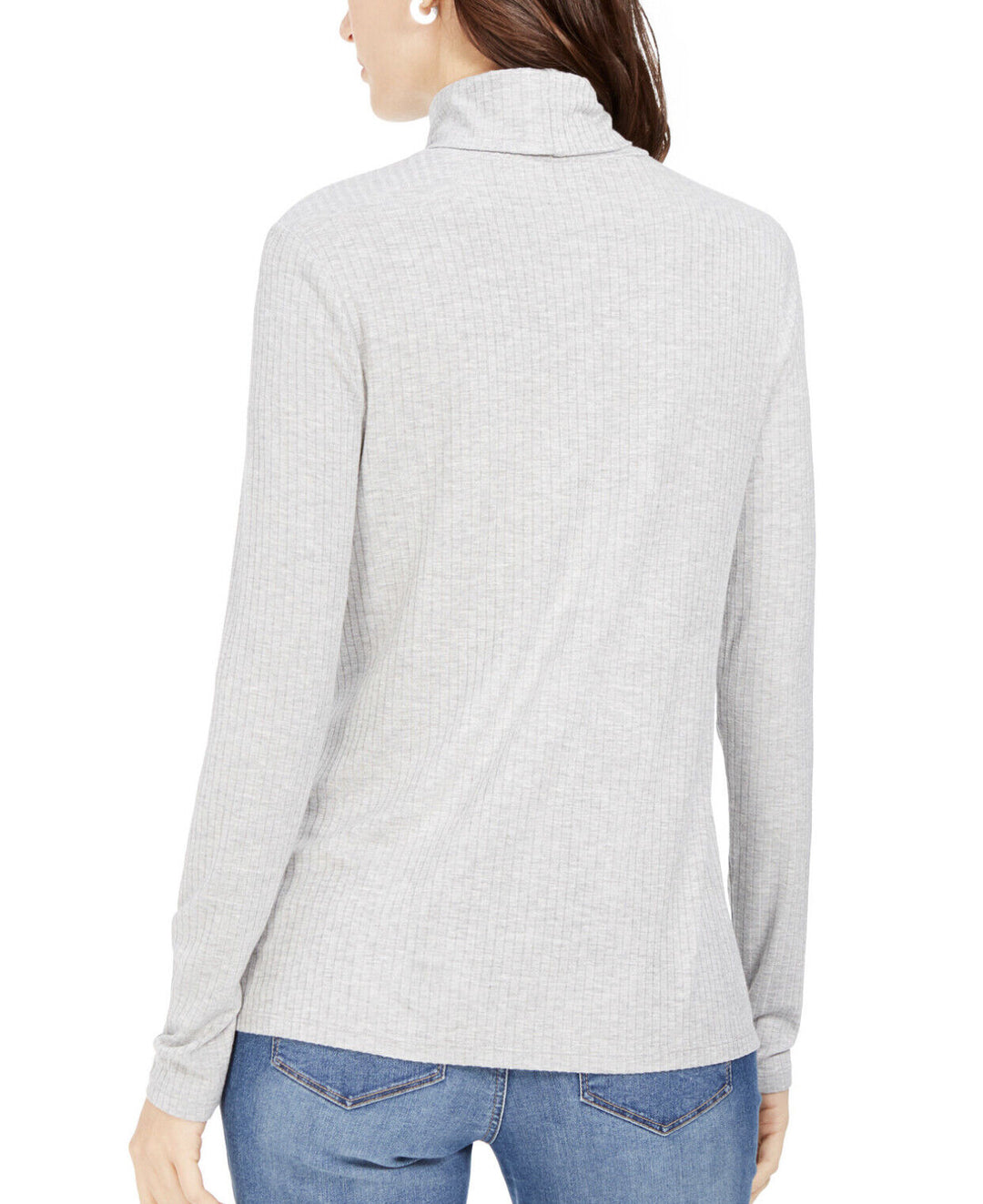 Charter Club Heathered Ribbed Turtleneck Long Sleeve Top