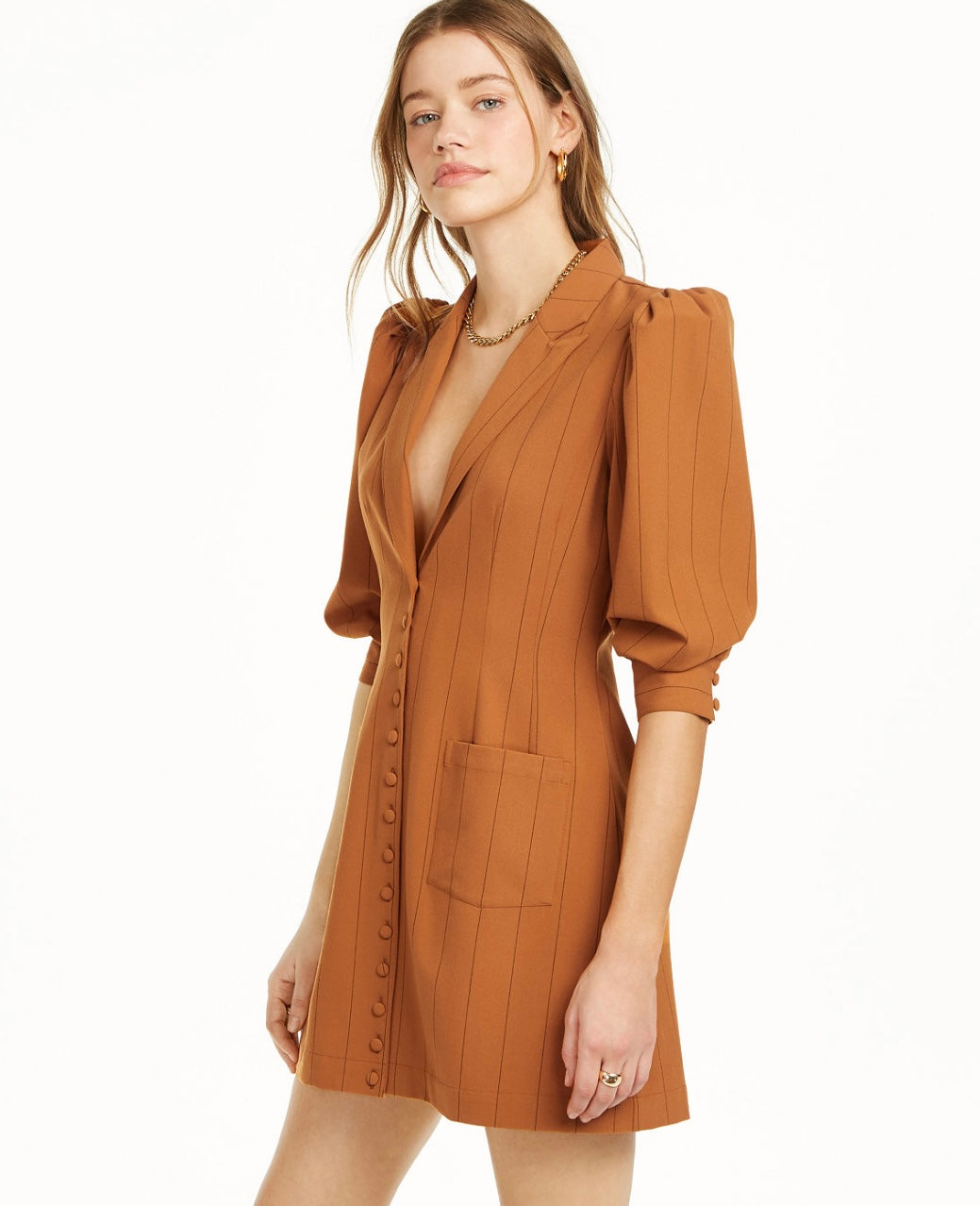 Danielle Bernstein Women's Pinstripe Tuxedo Mini Dress HG Pinstrp