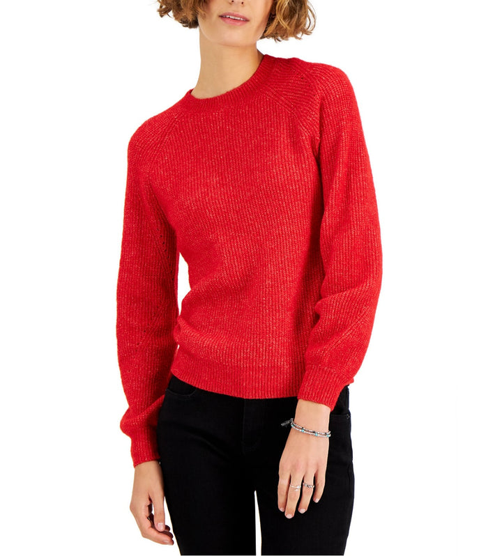 Style & Co. Women's Long Sleeve Ribbed Crewneck Sweater Fire Size S