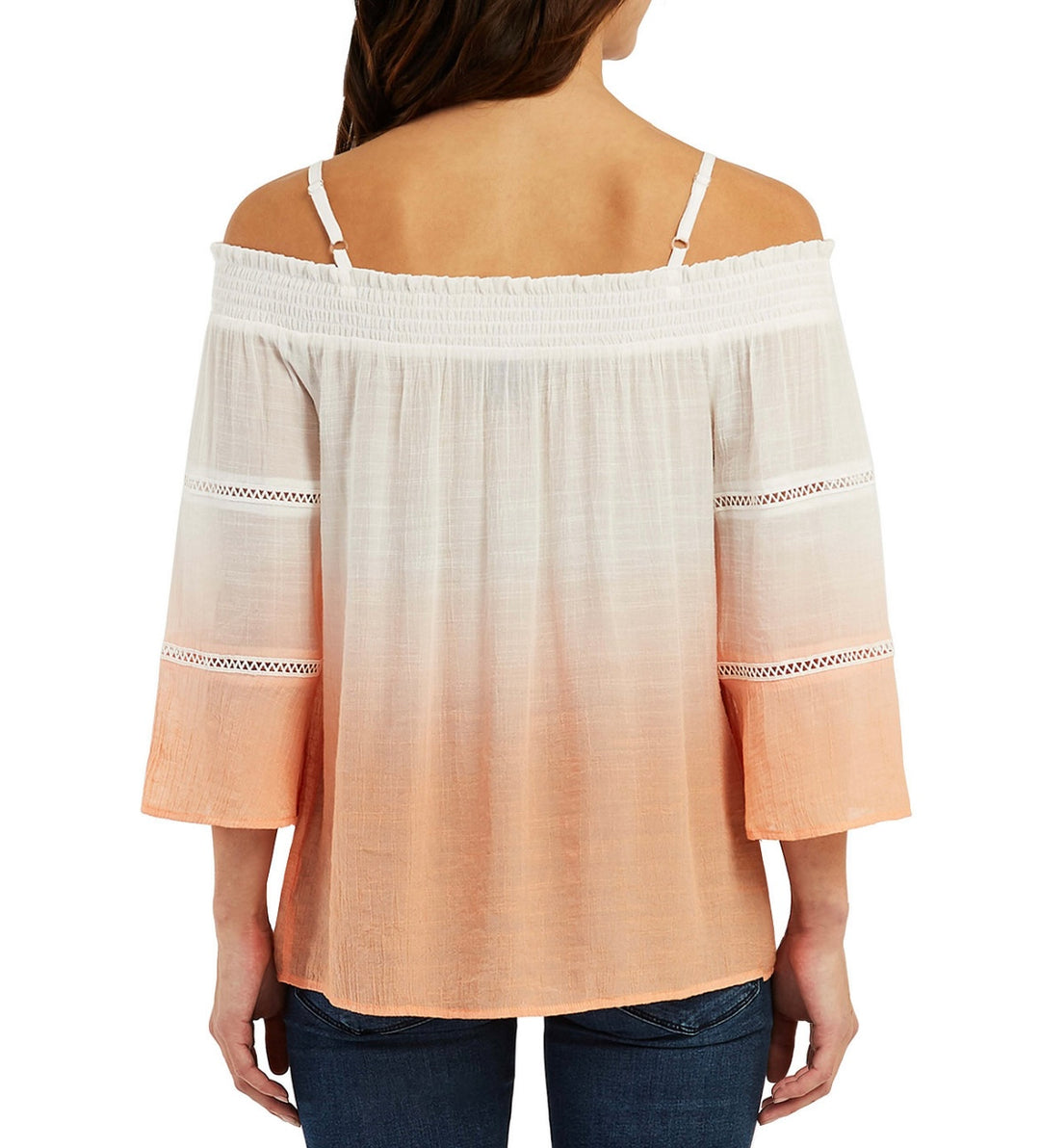 BCX Juniors' 3/4 Sleeve Ombré Off-The-Shoulder Top Orange Size XL