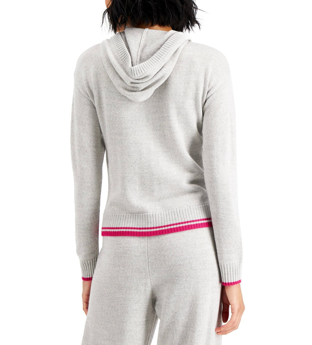 Charter Club Women's Hooded Button-Front Sweater French Grey Size M