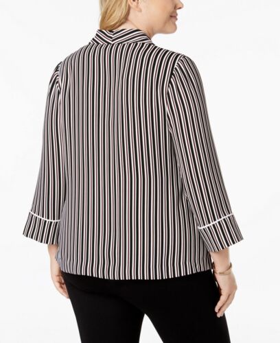 Women's Size Plus Work Wear Open-Front Blazer Jacket Striped