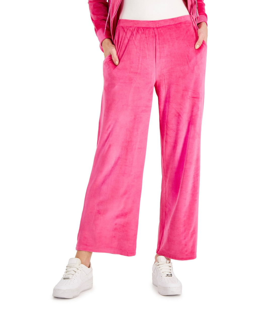 Charter Club Women's Velour Wide-Leg Pants Pink Tutu Size L