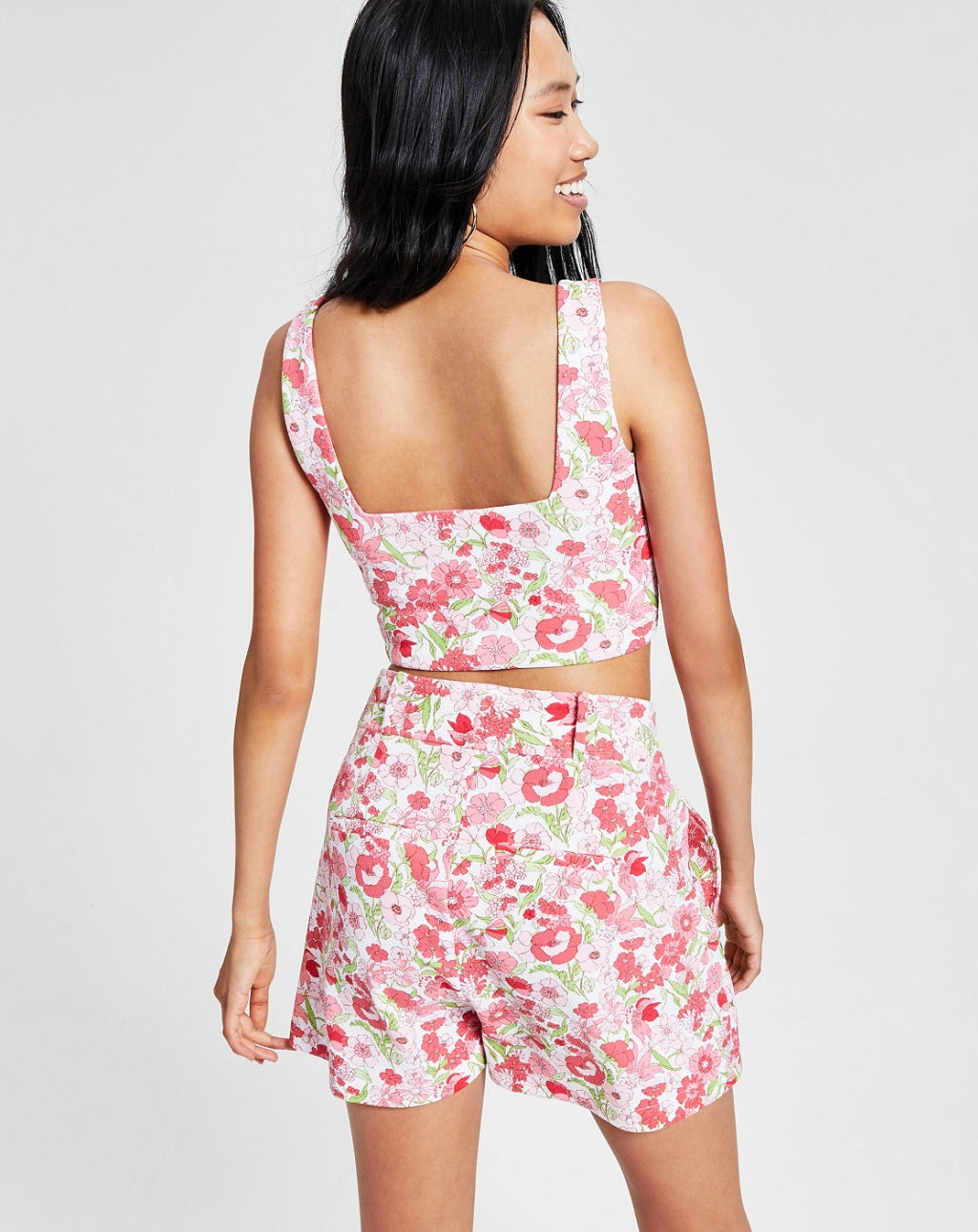 Bar III Women's Floral-Print Crepe Bralette Cropped Top Floral Dot