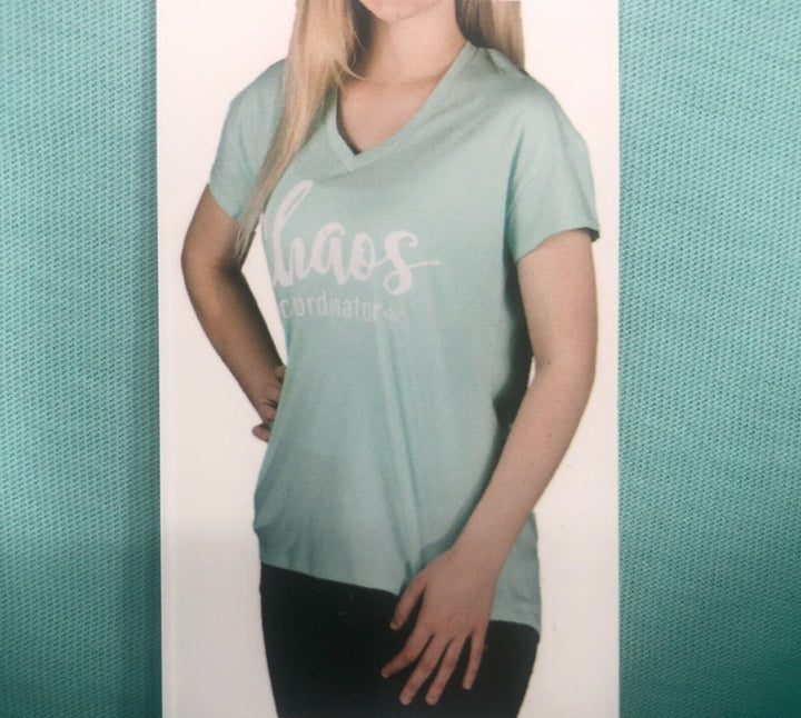 Women's Graphic T-Shirt Mint Green Short Sleeve Chaos Coordinator