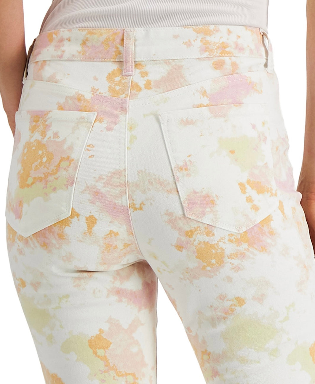 Style & Co. Women's Petite Printed High-Rise Curvy Skinny Ankle Jeans Pink Dye