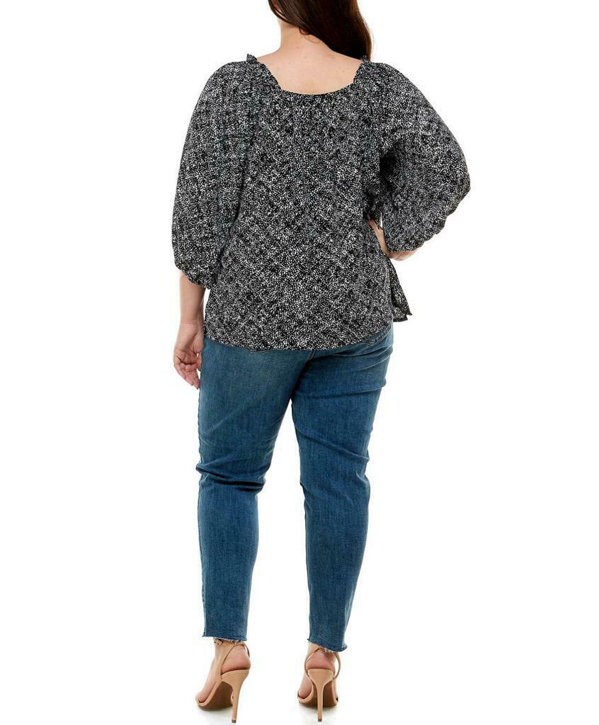 Women's Plus Size 3/4 Sleeve Blouse with Smocked Shoulder