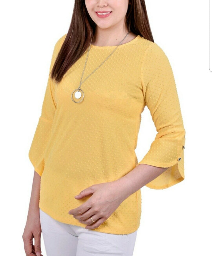 NY Collection Women's 3/4 Tulip Sleeve Blouse