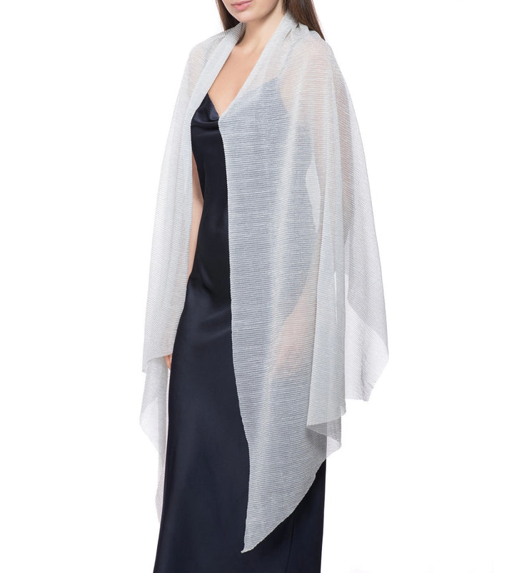 INC International Concepts Women's Scarf Wrap Pleated Metallic Silver