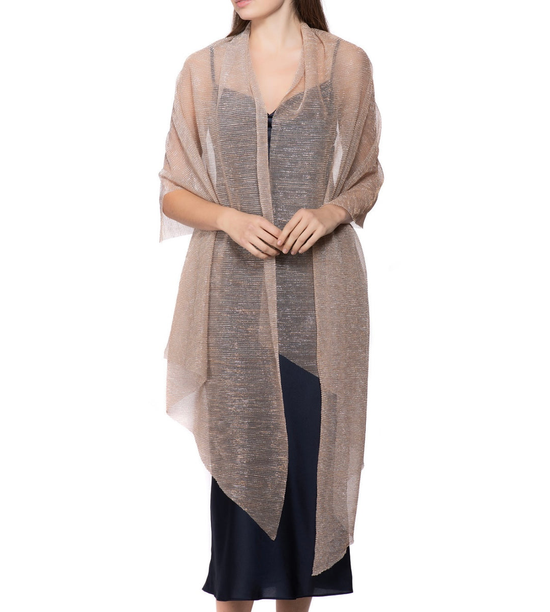 Inc International Concepts Women's Pleated Metallic Wrap Scarf