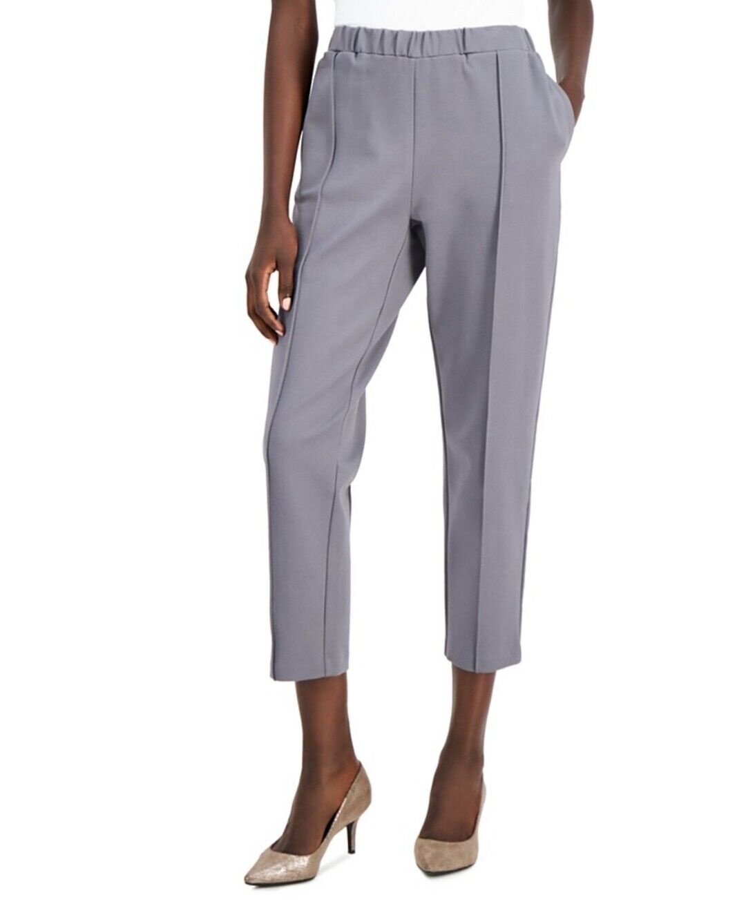 Women's Tapered-Leg Pull-On Casual Pants Pockets Elastic Waits