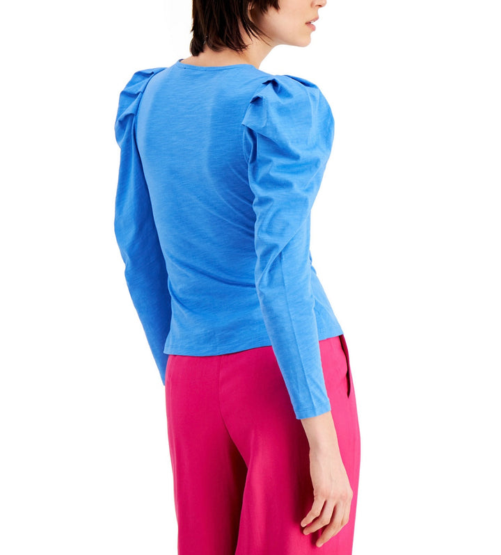 INC International Concepts Women's Ruched Keyhole Top Campanula Size Petite PM