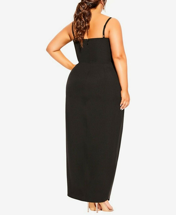 Women's Plus Sweet Drape Maxi Dress Black Sweetheart Neckline
