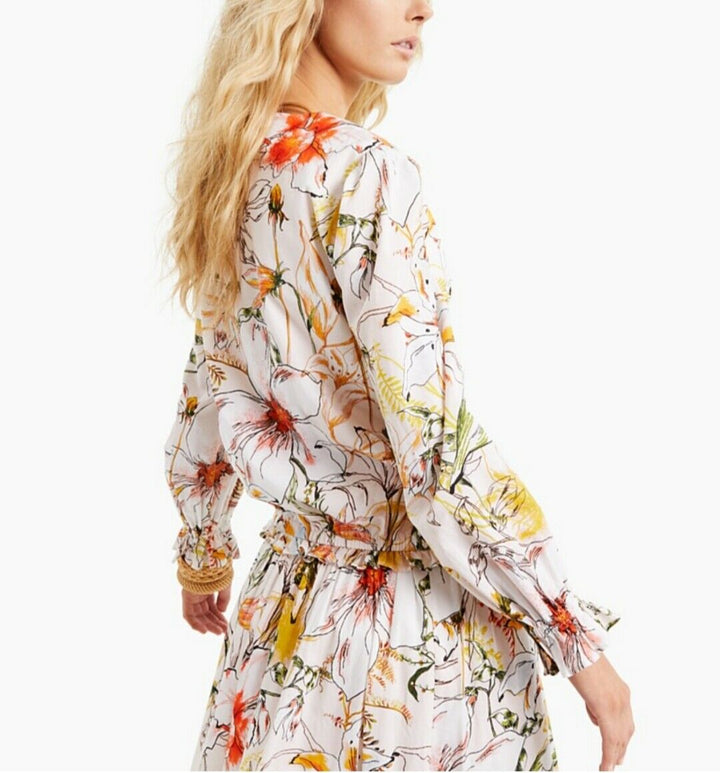 INC International Concepts Women's Plus Size Puff-Sleeve Surplice Blouse