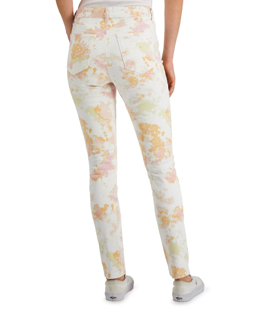 Style & Co. Women's Petite Printed High-Rise Curvy Skinny Ankle Jeans Pink Dye