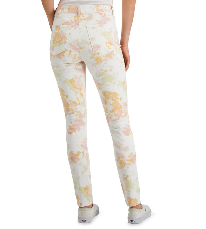 Style & Co. Women's Petite Printed High-Rise Curvy Skinny Ankle Jeans Pink Dye