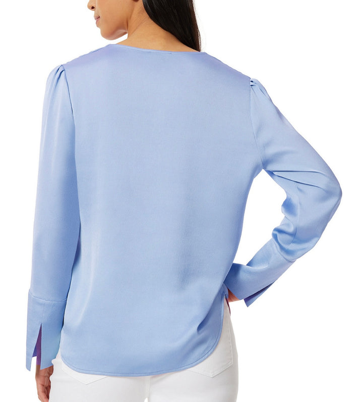 Jones New York Women's Long Cuffs Simplified V-Neck Blouse Top Size M