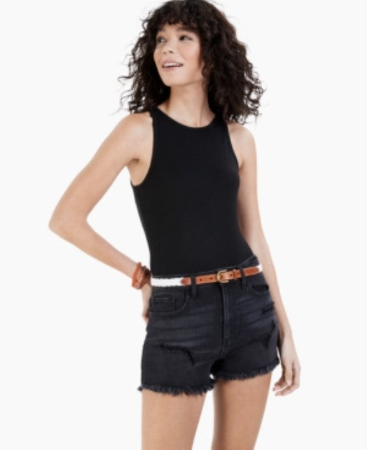 Self Esteem Juniors' Scoop Neckline Sleeveless Ribbed Spring Bodysuit Size M