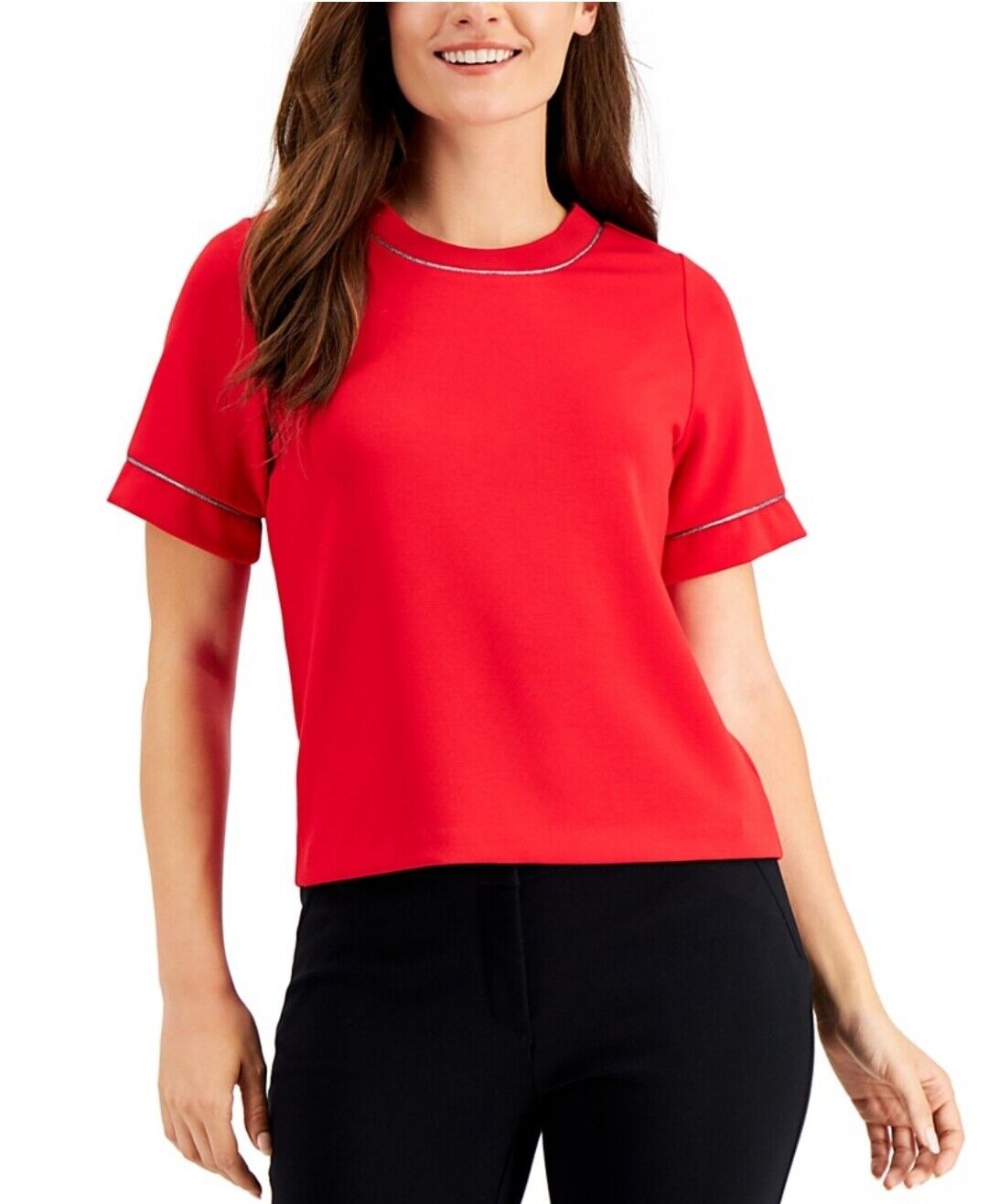 Women's Shine-Trim Scuba T-Shirt Short Sleeve Stretch