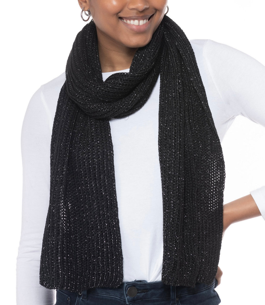 Women's Solid Ribbed Muffler Scarf