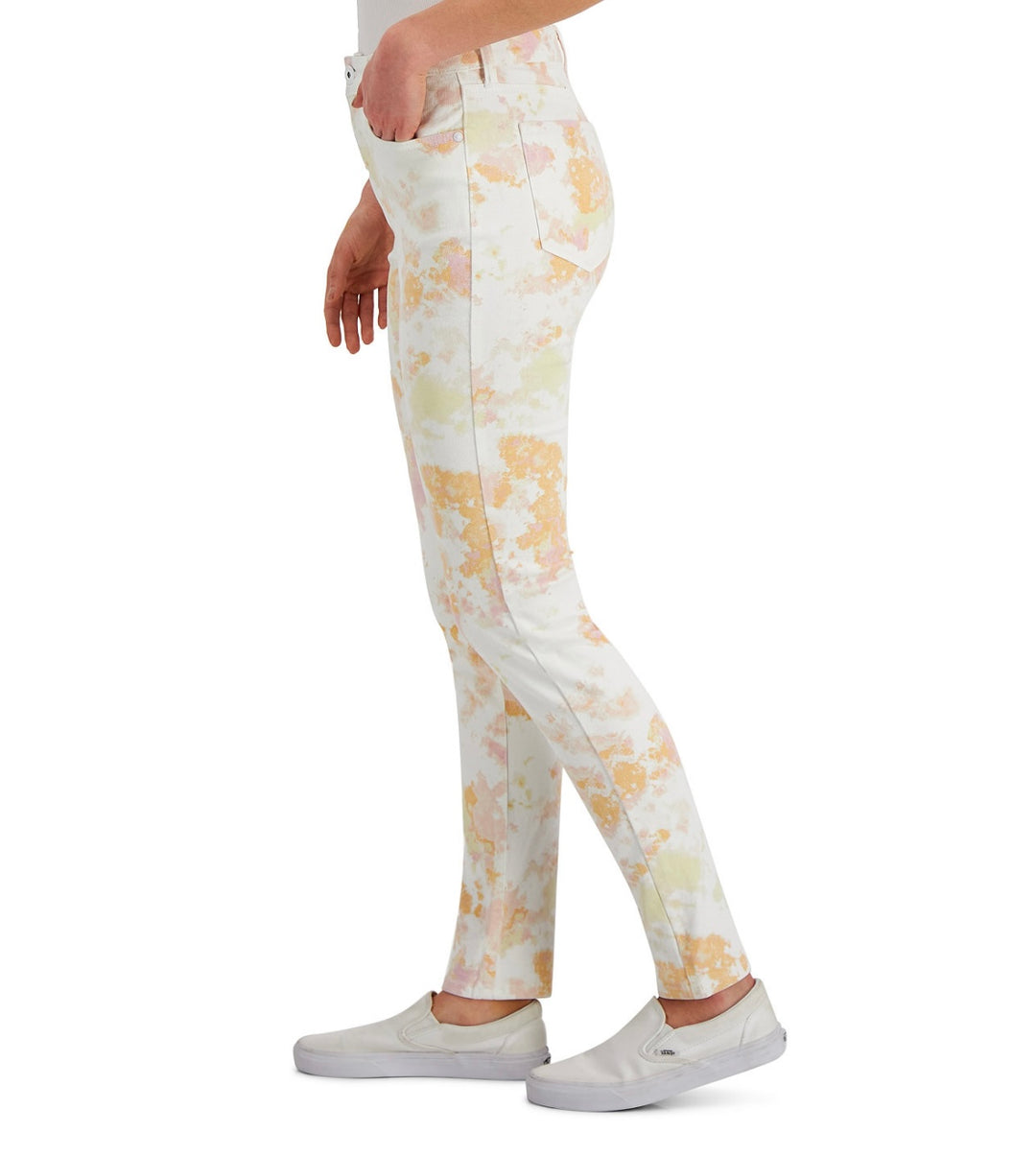 Style & Co. Women's Petite Printed High-Rise Curvy Skinny Ankle Jeans Pink Dye