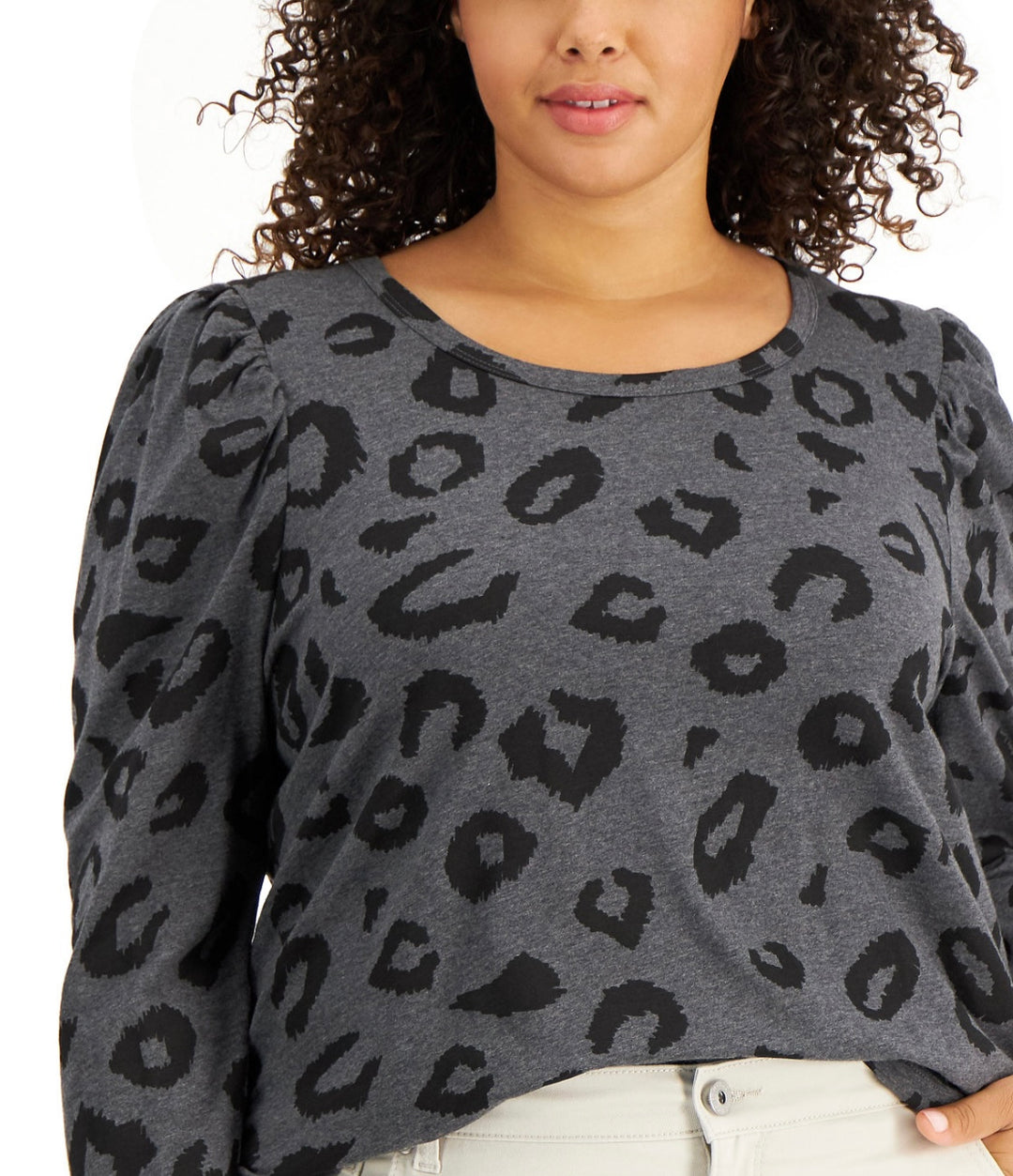 Style & Co. Women's 3/4 Sleeve Crewneck Top Scribbled Anima Plus Size 0X