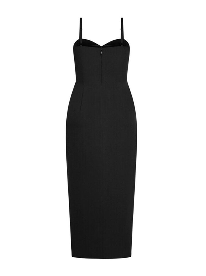 Women's Plus Sweet Drape Maxi Dress Black Sweetheart Neckline