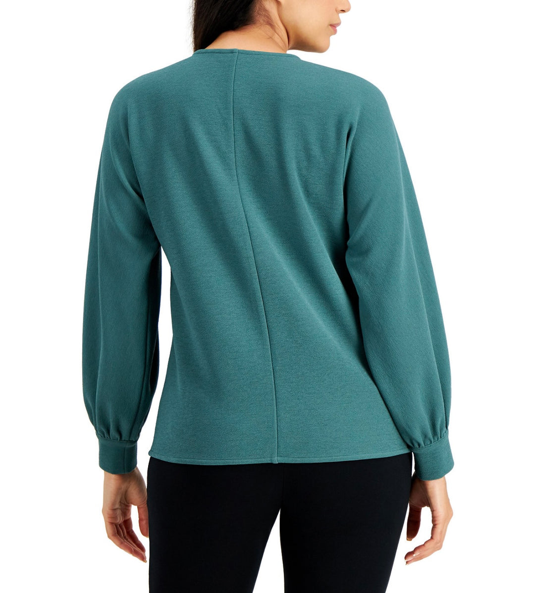 Alfani Women's Petite V-Neck Long Sleeve Knit Top Mallard Green Size PM