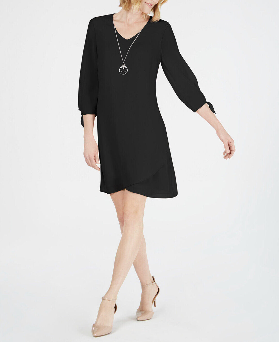 JM Collection Women's Tie-Sleeve Necklace Dress