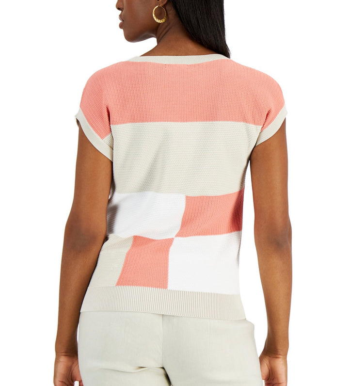 Alfani Women's Mixed-Stitch Color Blocked Sweater
