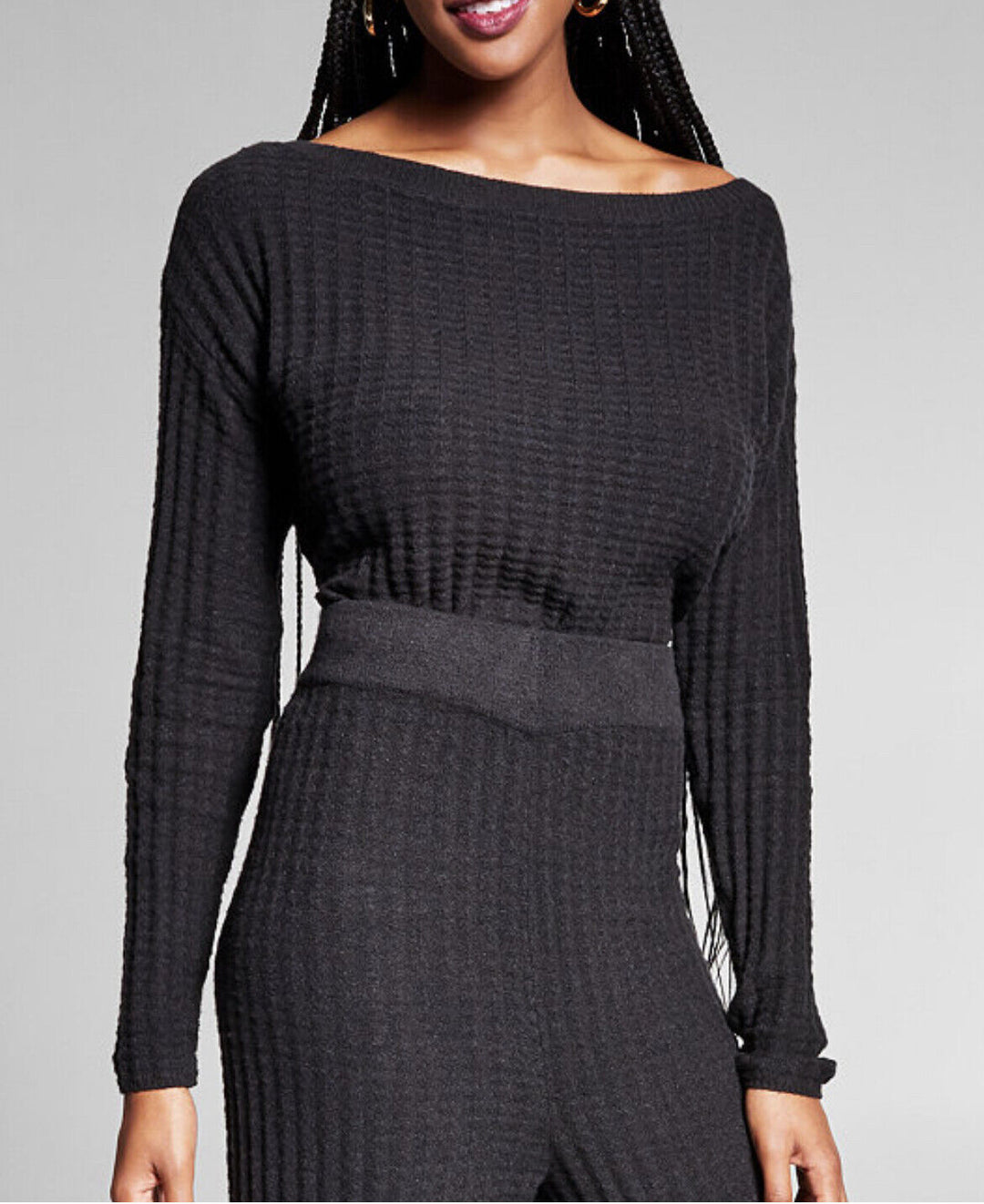 Jeannie Mai X Inc Women's Top Long Sleeve Black Sweater Stretch Size XS