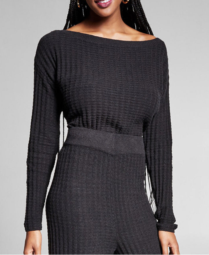Jeannie Mai X Inc Women's Top Long Sleeve Black Sweater Stretch Size XS