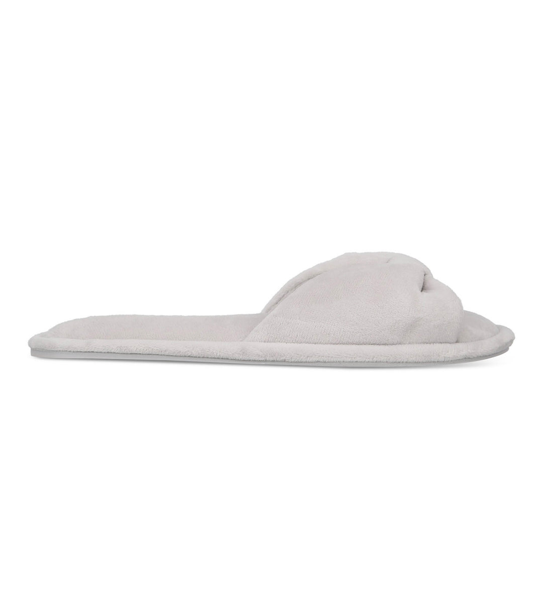 Charter Club Women's Velvet Bow-Top Slide Slippers Dove Grey Heather