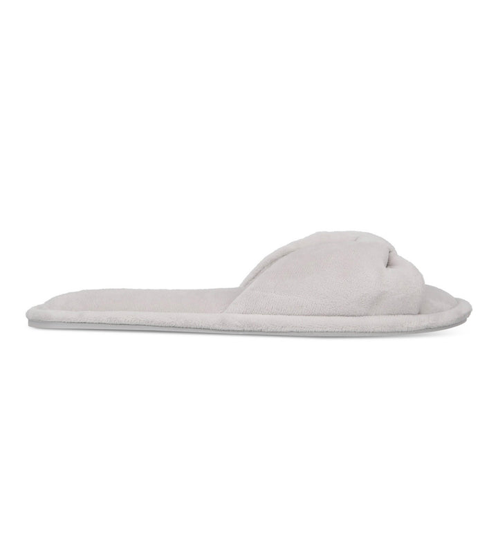 Charter Club Women's Velvet Bow-Top Slide Slippers Dove Grey Heather