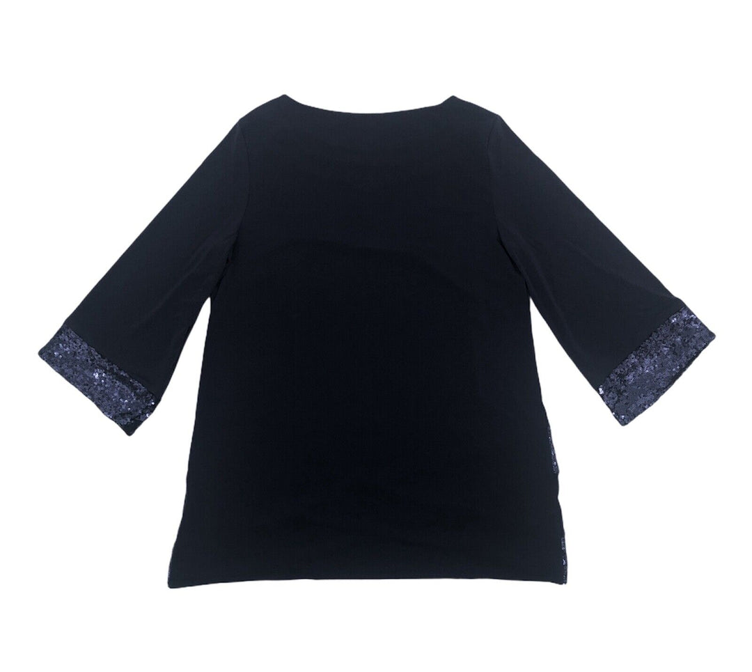 Women's Blouse Sequined Hem Crossover Tunic Top