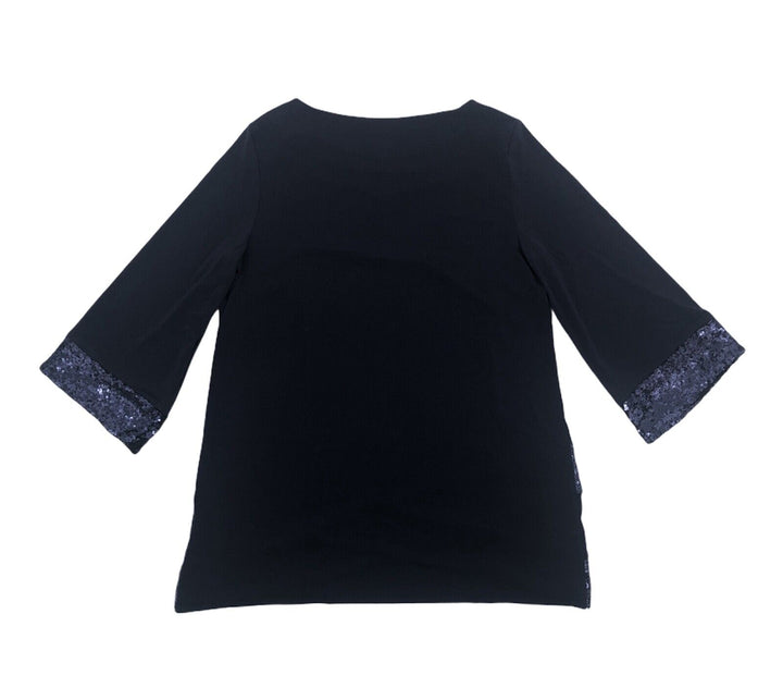 Women's Blouse Sequined Hem Crossover Tunic Top